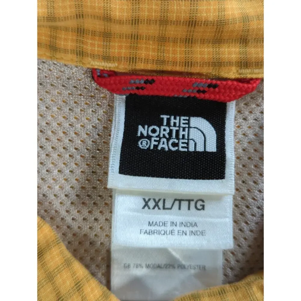 The North Face Mens XXL Yellow Short Sleeve Button Front Hiking Shirt Outdoor